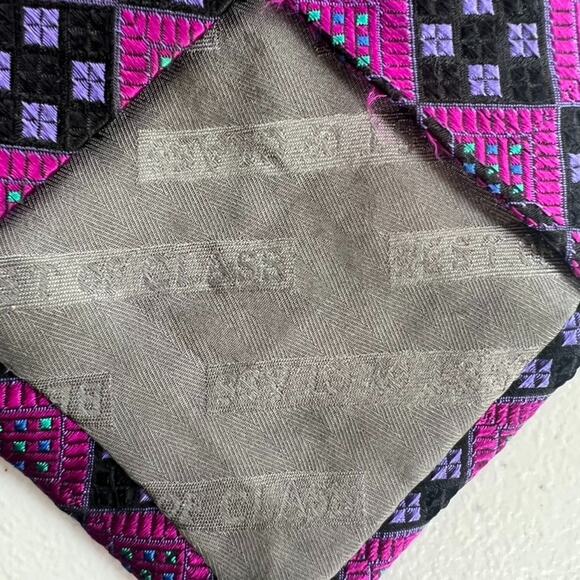 Robert Talbott Mens Tie Purple Square Geometric Silk HandSewn Embroidered - Picture 4 of 8